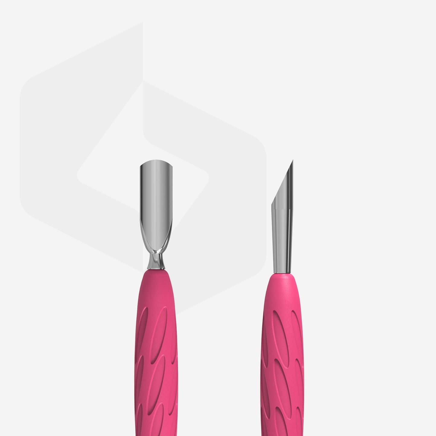 Manicure pusher Gummy with silicone handle UNIQ 10 TYPE 2 YELLOW (rounded narrow and beveled pusher)